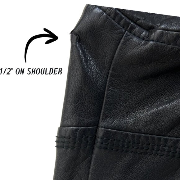 Kenneth Cole Reaction Black Faux Leather Moto Jacket Women’s Large L Slim Fit - Picture 13 of 13